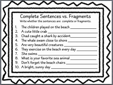 Sentence Or Fragment Worksheet Live Worksheets