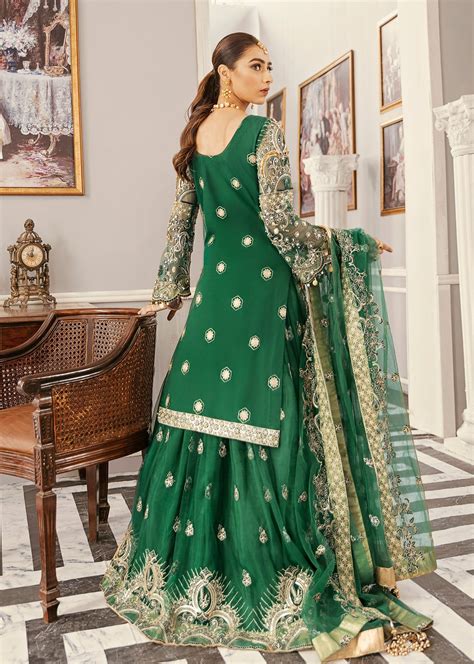 Mehndi Pakistani Green Embroidered Wedding Bridal Dress Etsy Canada