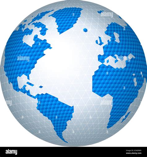 Vector Illustration Hexagonal Restricted World Map Image In Blue Tones