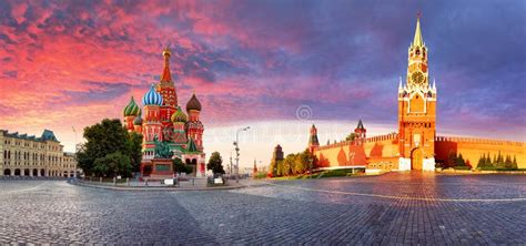 Moskwa Panoramiczny Widok Plac Czerwony Z Moskwa Kremlin Zdjęcie