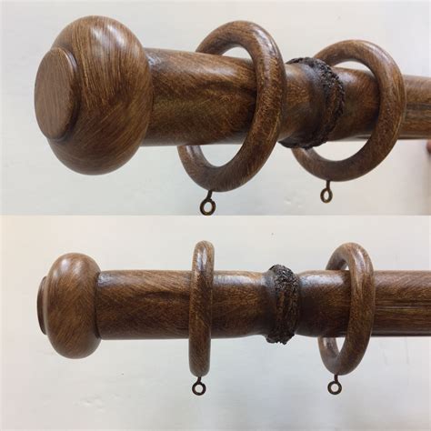 Custom Faux Bamboo Drapery Rods With Coordinating Finial And Rings