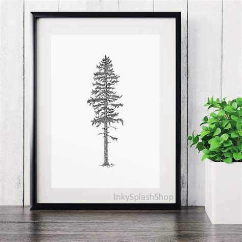 Pine Tree Printable Art Minimalist Forest Print Nordic Home Wall Decor