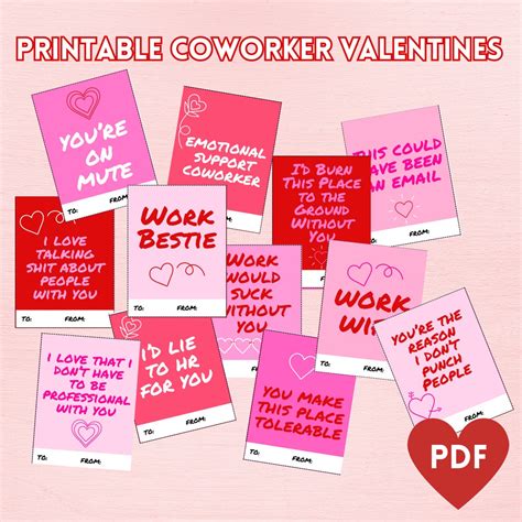 Printable Pdf Coworker Valentines Digital File Funny Sarcastic Valentines Funny Swearing