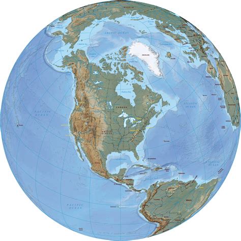 North America In The Globe United States Canada Bahamas
