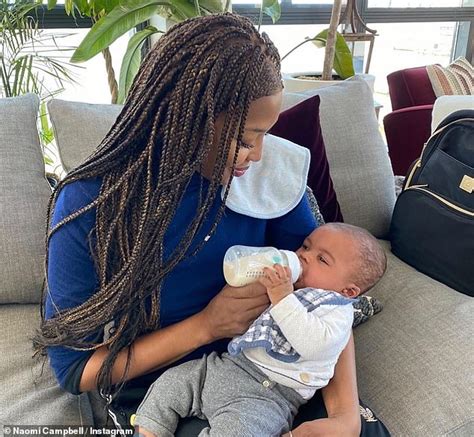Naomi Campbell Wears Protective Gloves As She Brings Baby Godson On