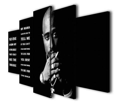 Tupac Shakur Quotes Rapper 2 Music 5 Panel Canvas Art