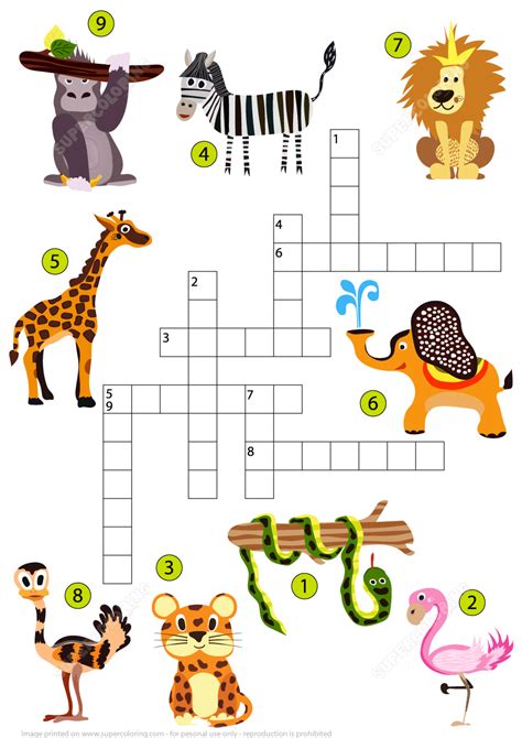Crossword Puzzles Animals This Area Features Many Phonics Printable