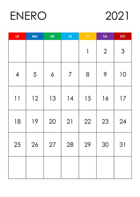 Calendario Enero 2021 Calendariossu