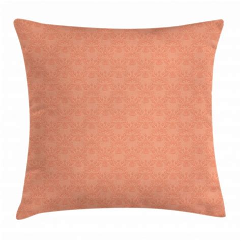 Peach Throw Pillow Cushion Cover Flower Ornate Pattern Nature Inspired