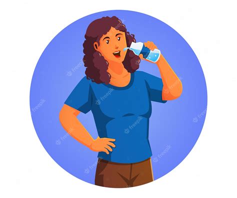 Premium Vector Woman Drinking Water Healty And Sport Concept