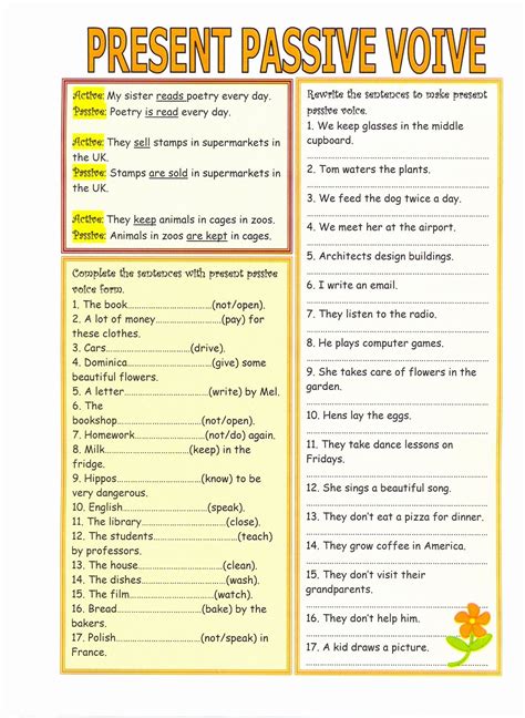Worksheet On Active Passive Voice