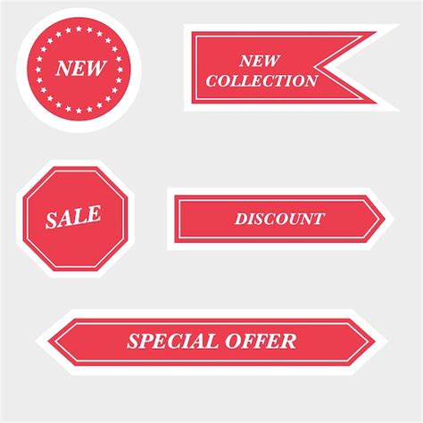 Premium Vector Various Sale Red Ribbons Flat Icon Set Price Badges