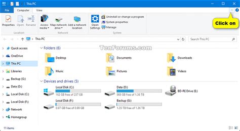 Hide Or Show File Explorer Ribbon In Windows 10 Tutorials