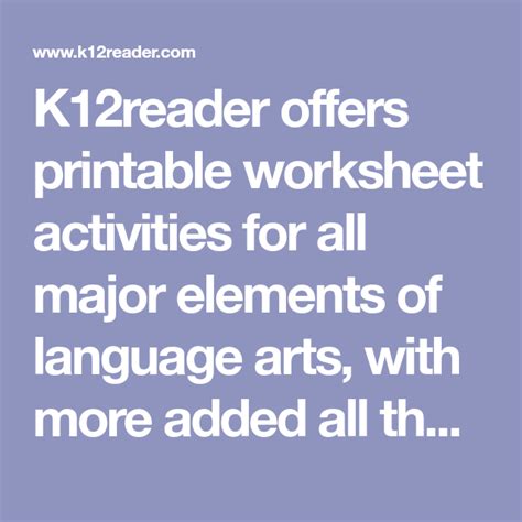 Reading Worksheets Free Language Arts Printables Reading Worksheets