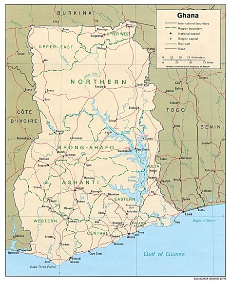 Map Of Ghana Showing Towns Ghana Map With Cities And Towns Western