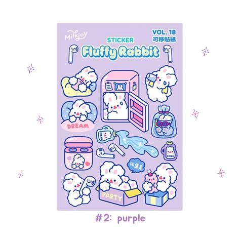 Kawaii Korean Fluffy Rabbit Sticker Sheet Cute Cartoon Bunny Etsy