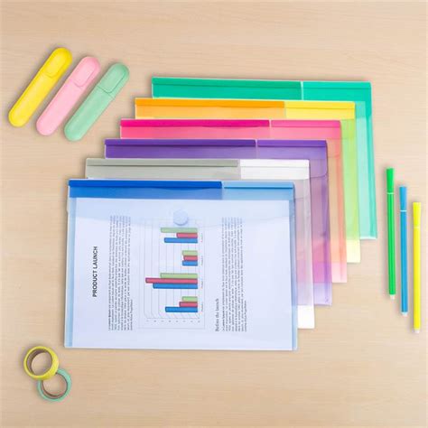 A4 Folder With Velcro Closure 6 Trendy Colors