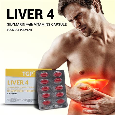 Liver 4 Tgp Silymarin Vitamins 125mg Softgel 30 Capsule 1 Box