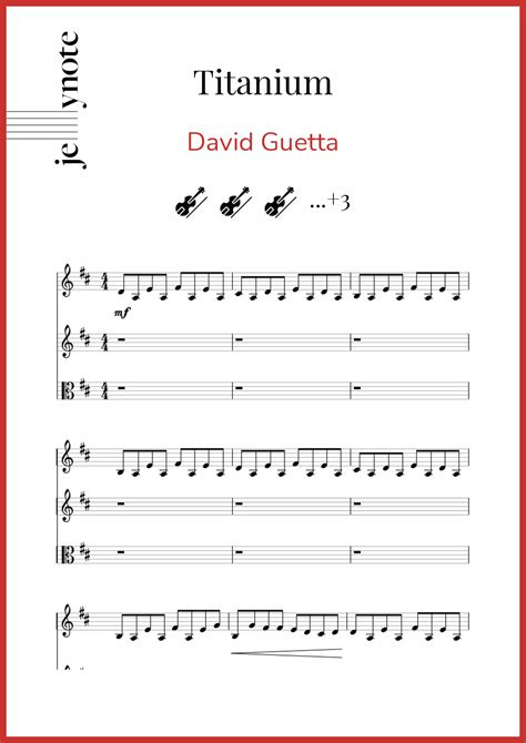 Partituras De David Guetta Titanium String Quintet Jellynote
