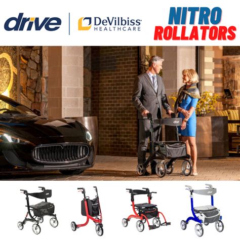 Drive Medical Heavy Duty Nitro Euro Style Walker Rollators 10266hd Bk