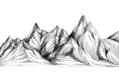 Premium Vector Hand Drawing Mountain Peaks Isolated Retro Etching