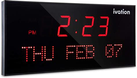 Ivation Big Oversized Digital Blue Led Calendar Clock With Day And Date Shelf Or