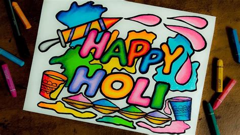 How To Draw Holi Festival Holi Drawing Easy Holi Drawing Rang