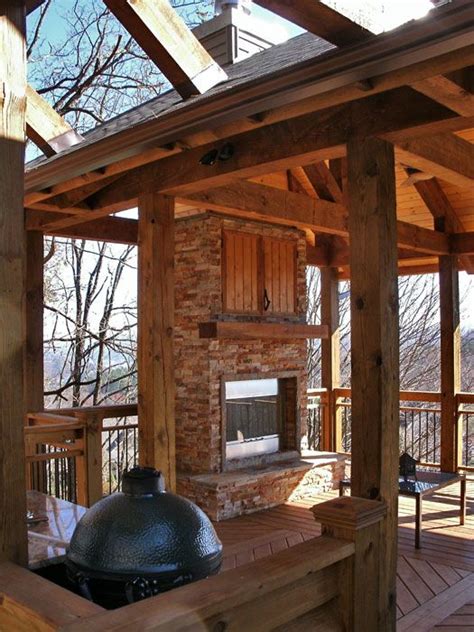 Outdoor Covered High Deck With Fireplace Covered Deck With Fireplace