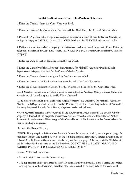 Marlboro County Lis Pendens Release Form | South Carolina | Deeds.com