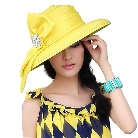 Women Hats For Church Tea Party Fashion Hats 2 Colors Yellow