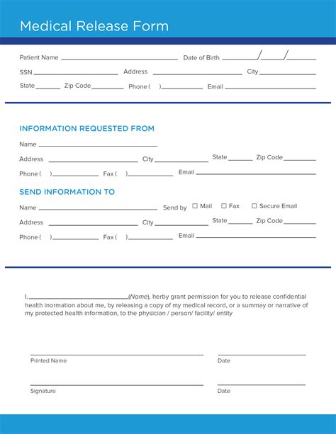 Free Printable Medical Release Forms Printable Forms Free Online