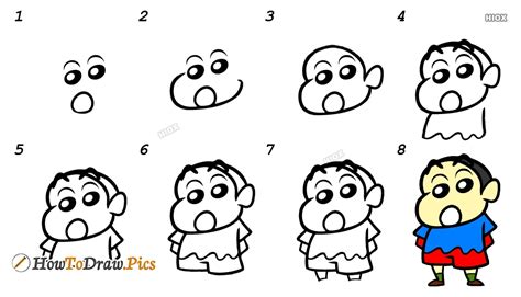 Shin Chan Drawing For Kids Step By Step Step By Step Drawing Lesson