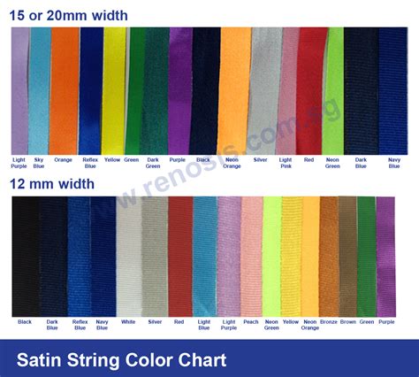 Satin Color Chart String Renosis