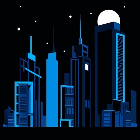 Premium Vector Modern Metropolis Night Cityscape Cartoon Vector