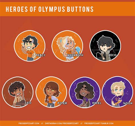 Heroes Of Olympus Buttons Percy Jackson Annabeth Chase Nico Di