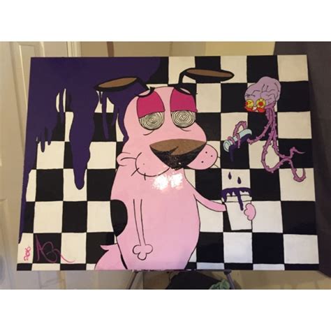 Courage The Cowardly Dog Trippy Big Acrylic Painting Double Cup