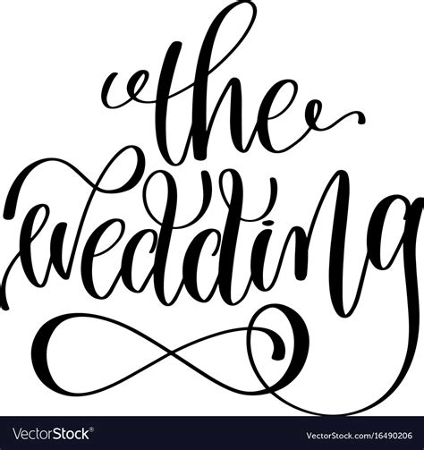 Wedding Black And White Hand Ink Lettering Vector Image
