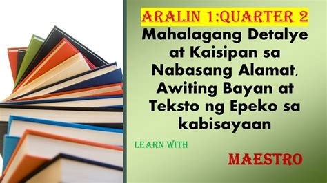 Aralin 1 Quarter 2 Filipino 7 Mga Awiting Bayan At Bulong Mula Sa