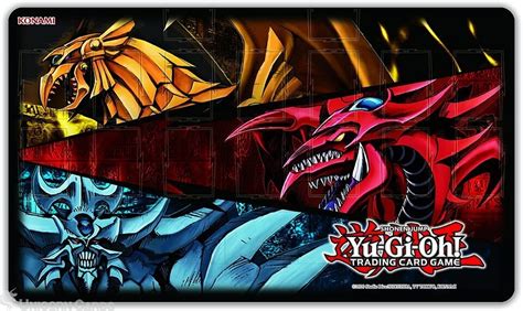 Yugioh Slifer Obelisk And Ra Game Mat Official Konami High Quality