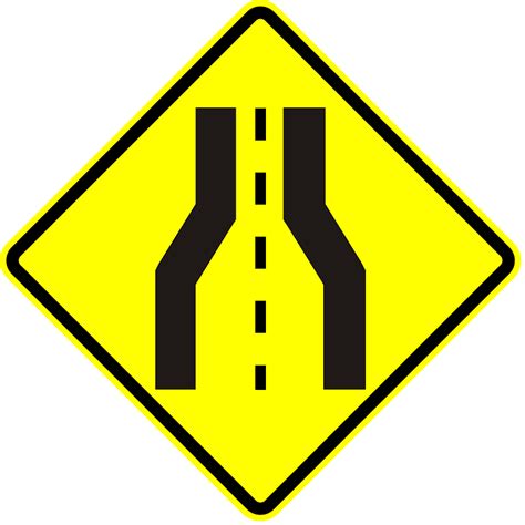 Road Narrows Ahead Sign In Panama Clipart Free Download Transparent