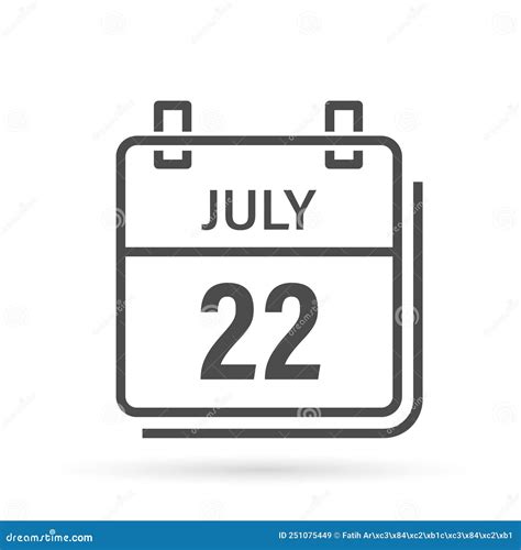July 22 Calendar Icon With Shadow Day Month Flat Vector
