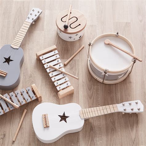 Childrens Wooden Toy Guitar In White Kids Concept Cuckooland
