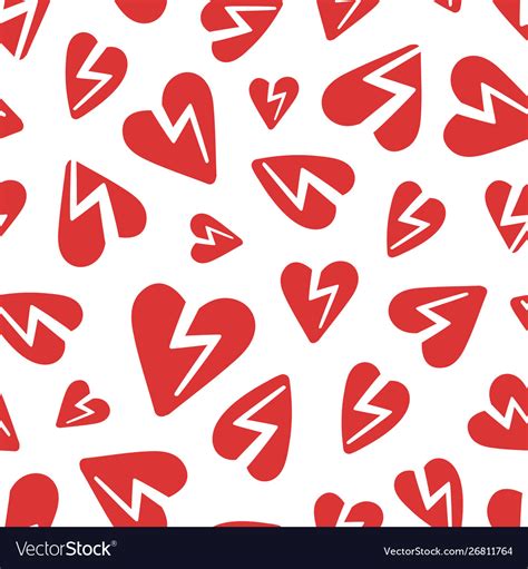 Red Broken Hearts Pattern Royalty Free Vector Image