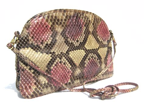 1980s Colorful Python Snake Skin Clutch Shoulder Bag Morris