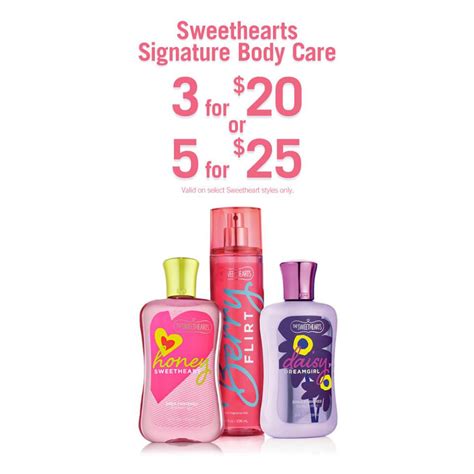 bath and body works canada sweethearts signature body care 5 for 25 canadian freebies coupons