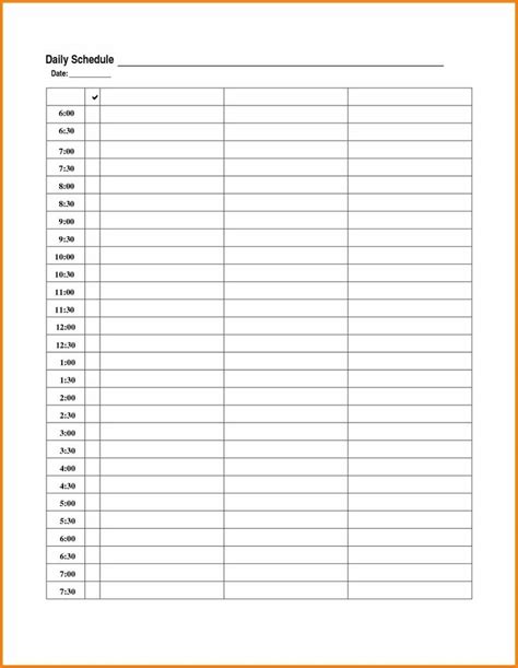 Daily Calendar Template 30 Minute Increments Daily Calendar Template