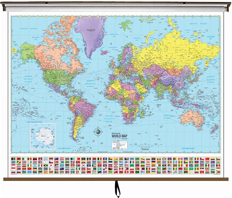 Amazon Com World Primary Classroom Wall Map On Roller