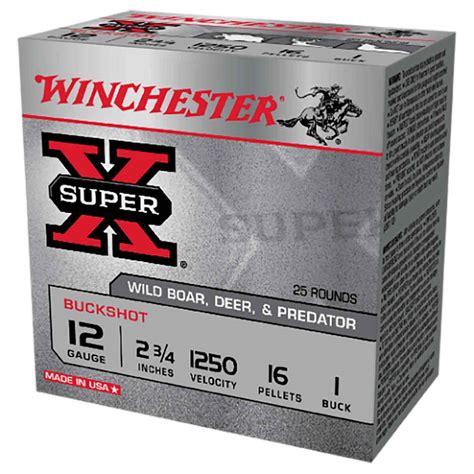 Winchester Super X 12 Gauge 2 34in 1 Buck 1oz Buckshot Shotshells
