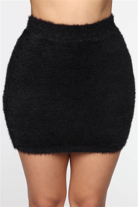 Its So Fluffy Skirt Set Black Fashion Nova