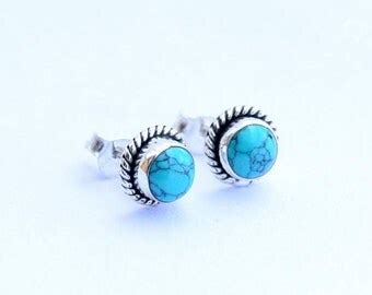 Items Similar To Turquoise Stud Earrings Mm Turquoise Earrings